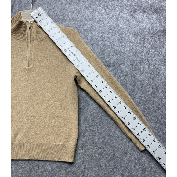 J.Crew Cashmere Sweater Womens Small? Tan Half Zip Mock Neck Pullover AE4338 - Picture 5 of 14